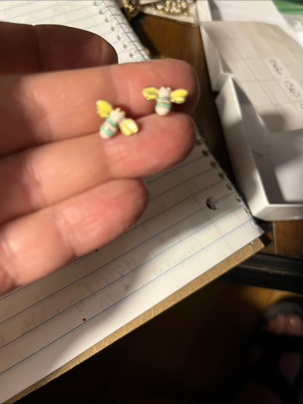 Cute Bee Stud Earrings in Yellow and Mint 1565
